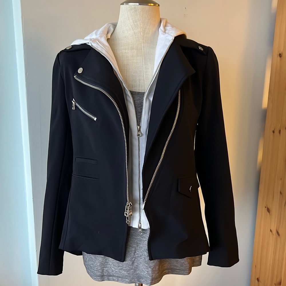 Veronica beard biker blazer navy blue